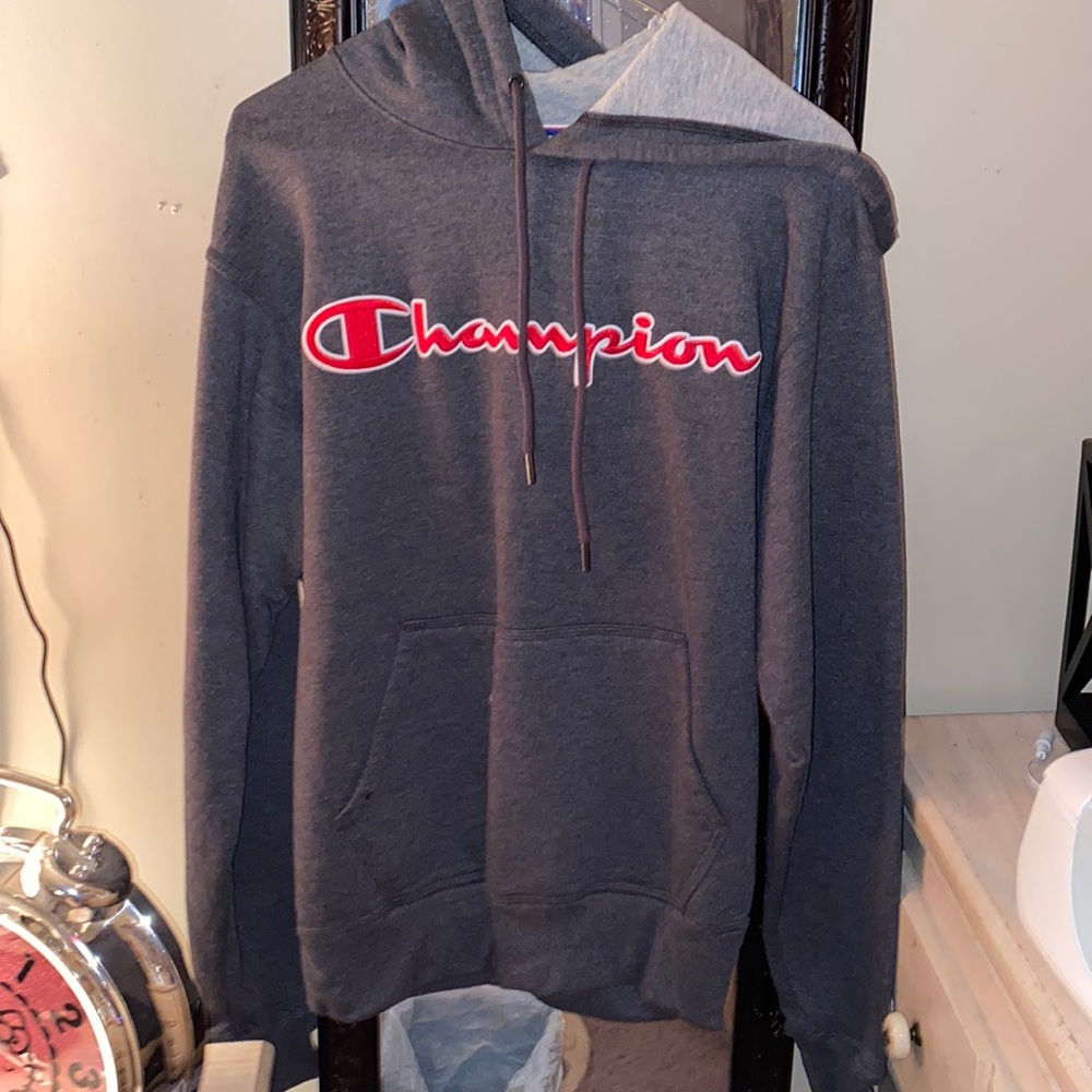 Dark grey small champion hoodie